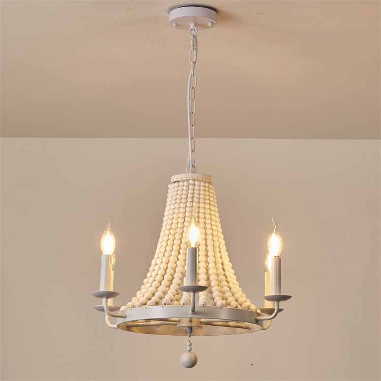 BS-Ligting-LA01283-2.jpg Modern Minimalist Dome Trapezoid Wooden Beads Iron 6 - Light Chandelier For Living Room - Image 1