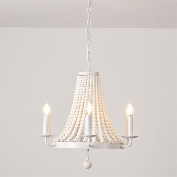 Modern Minimalist Dome Trapezoid Wooden Beads Iron 6 - Light Chandelier For Living Room - Image 2