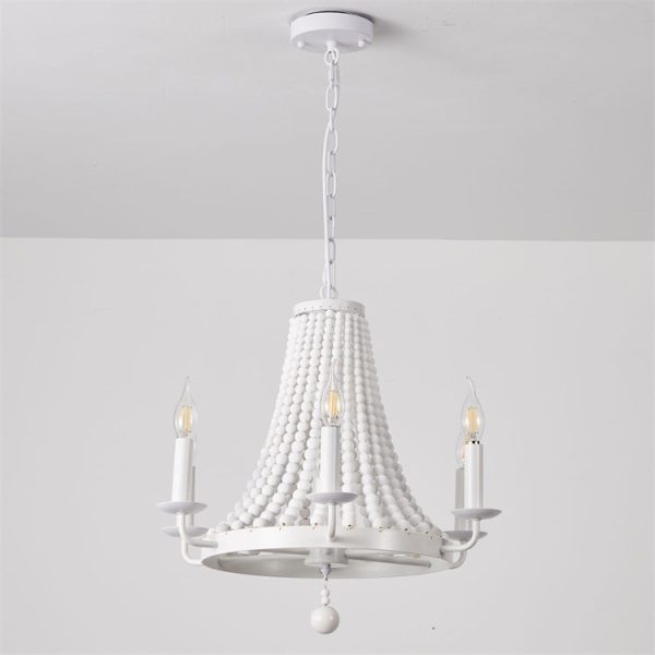 Modern Minimalist Dome Trapezoid Wooden Beads Iron 6 - Light Chandelier For Living Room - Image 7