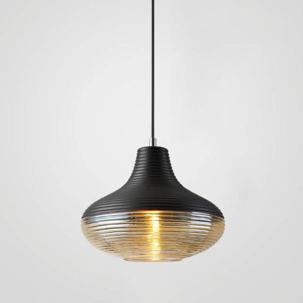 Modern Ribbed Glass 1 -Light Pendant Light - Image 14