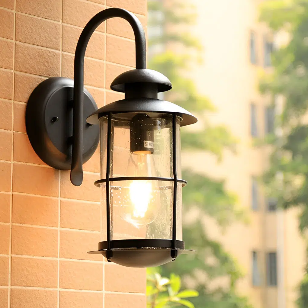 Creative-Glass-Outdoor-Wall-Lighting.jpg Creative Glass Waterproof LED Black Modern Plug in Wall Sconce Lighting - Image 1