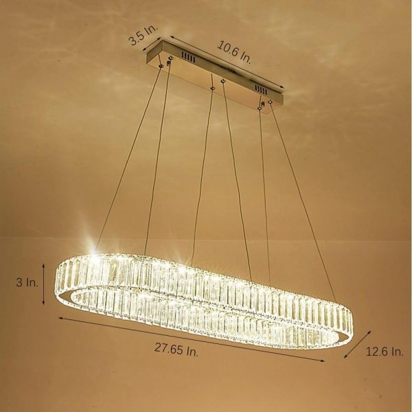 Chrome Golden Crystal Clear Beauty Oval Ring Hanging Pendant Chandelier - Image 11