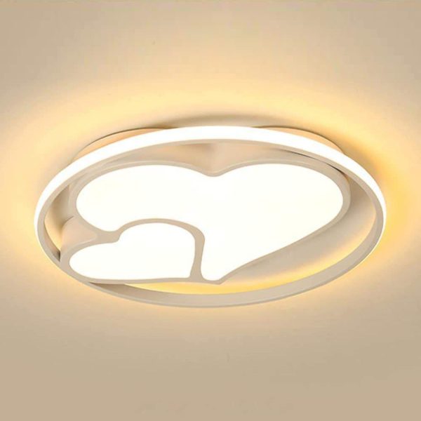 2 Heart Circle Dimmable LED Modern Flush Mount Ceiling Light with Remote - Image 6