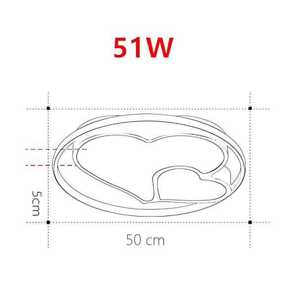 2 Heart Circle Dimmable LED Modern Flush Mount Ceiling Light with Remote - Image 8