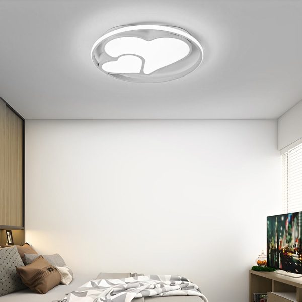 2 Heart Circle Dimmable LED Modern Flush Mount Ceiling Light with Remote - Image 4