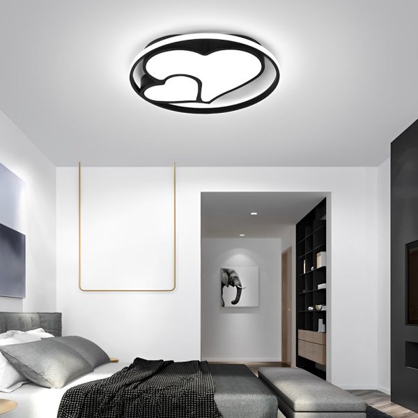 2 Heart Circle Dimmable LED Modern Flush Mount Ceiling Light with Remote - Image 3