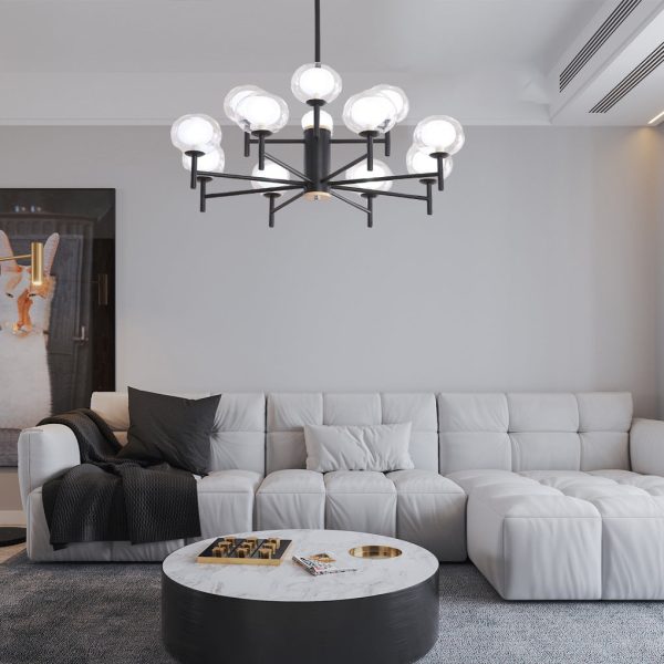 Nordic Style Sputnik Chandelier Metal Glass Chandelier 12 Bulbs - Image 4