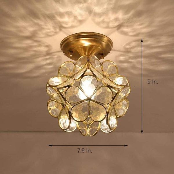 Candelabra Flower Hallway Flush Mount Lighting Copper Glass LED Ceiling Light - Image 10