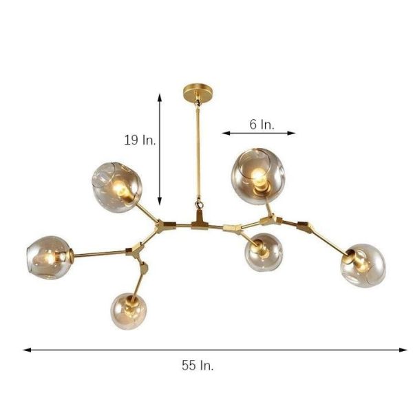Nordic Contemporary Sputnik Chandelier for Living Room Blown Glass Chandeliers 6 Bulbs - Image 8