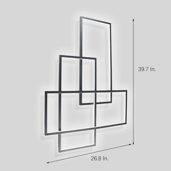 Overlapping Rectangles Aluminum Geometric Style Flush Mount Lighting LED Ceiling Light - Image 23