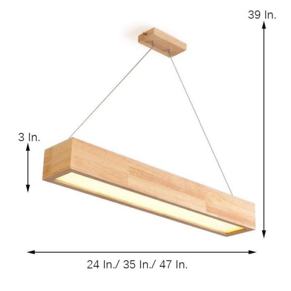 LED Rectangular Chandelier Wood Rustic Chandelier Lighting Kitchen Dining Room - Image 6