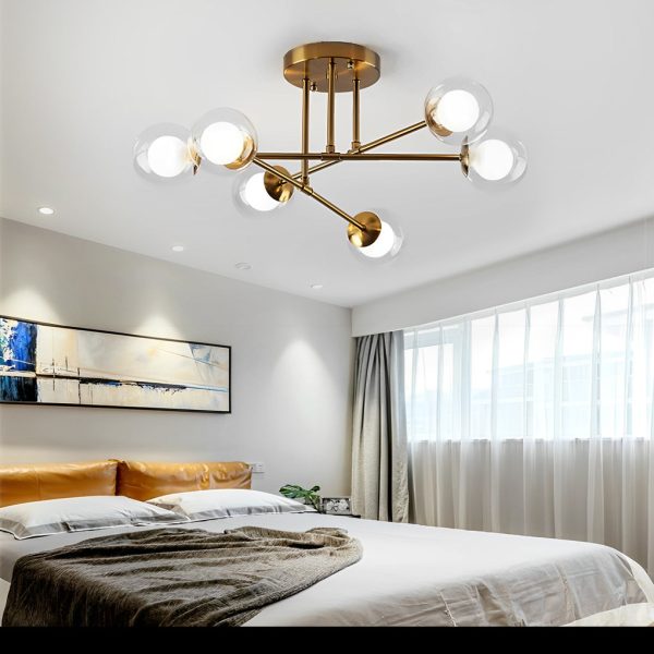 6-light Glass Globe LED Modern Pendant Light Hanging Lamp Island Lights - Image 3