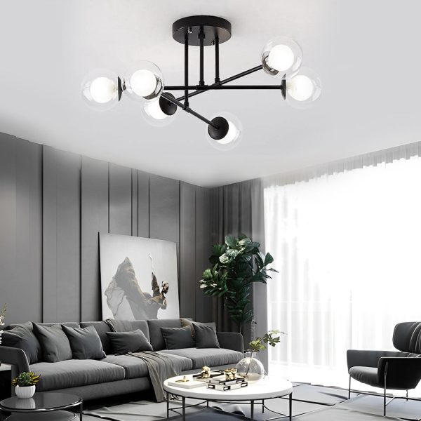 6-light Glass Globe LED Modern Pendant Light Hanging Lamp Island Lights - Image 4