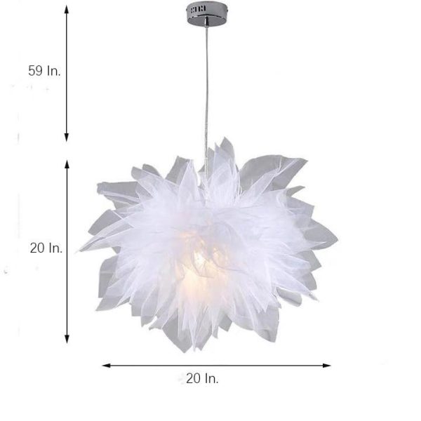 20'' Fabric Flower Design Electroplated Metal LED Modern Pendant Lights - Image 7