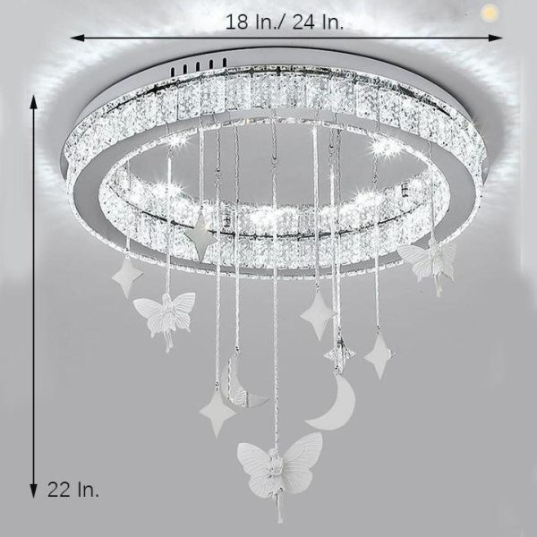 Circular Electroplated Metal Crystal LED Modern Chandeliers Flush Mount Lighting - Image 8
