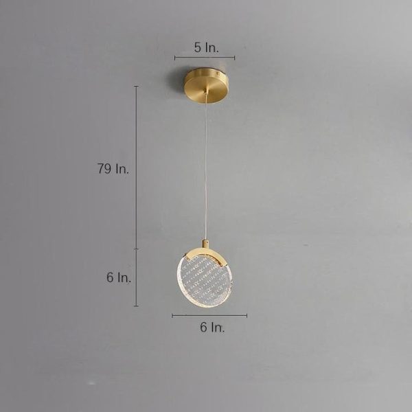Artistic Circular Acrylic Copper LED Nordic Pendant Lighting Hanging Lamp - Image 7