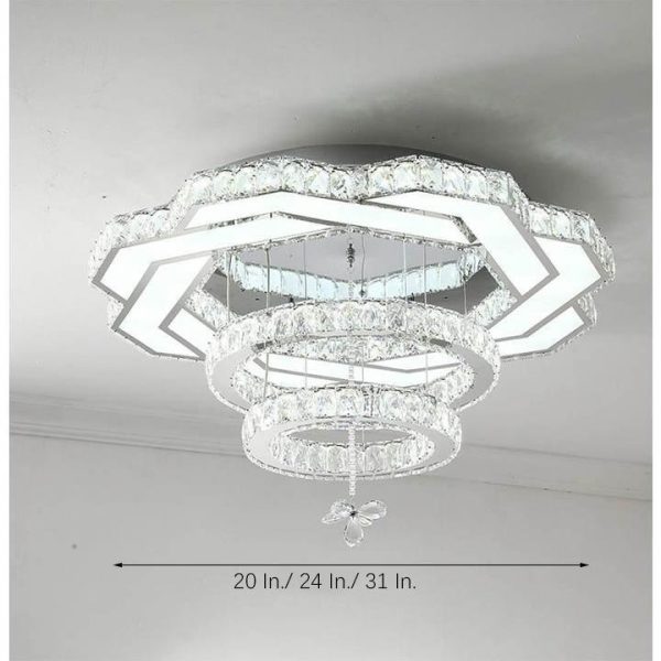 Ambient Crystal LED Flush Mount Light - 20''/24''/31'', Gold or Silver - Image 10