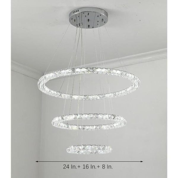 3/4-Light LED Tiered Chandelier LED Crystal Ring Hanging Pendant Light - Image 20