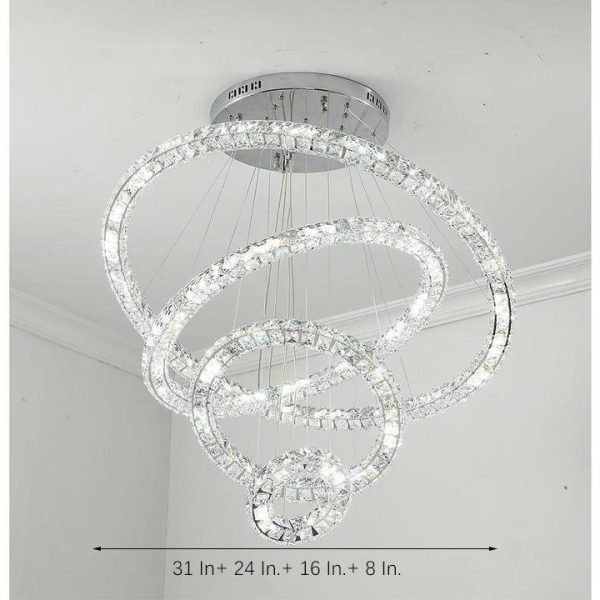 3/4-Light LED Tiered Chandelier LED Crystal Ring Hanging Pendant Light - Image 21