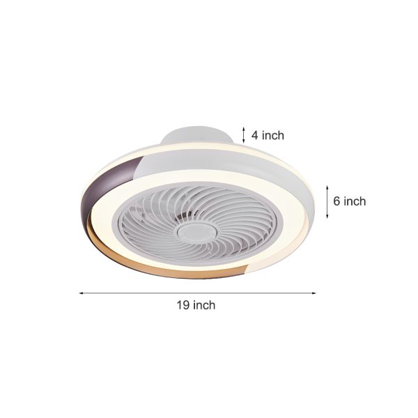 White Flush Mount Bladeless Fan Ceiling with LED Light - Image 7