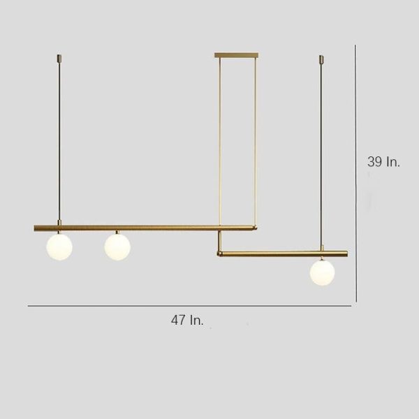 Minimalist Modern Linear Globe Pendant Lighting Copper Glass Kitchen & Dining Room Light - Image 15