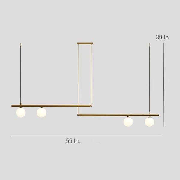 Minimalist Modern Linear Globe Pendant Lighting Copper Glass Kitchen & Dining Room Light - Image 16