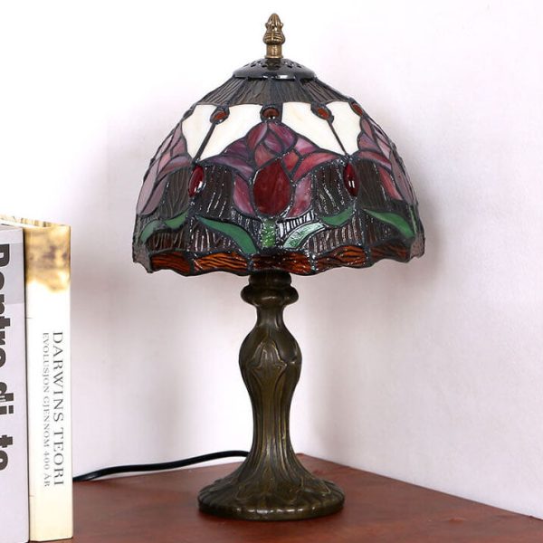 Tiffany Rustic Tulip Stained Glass Round 1-Light Table Lamp - Image 8
