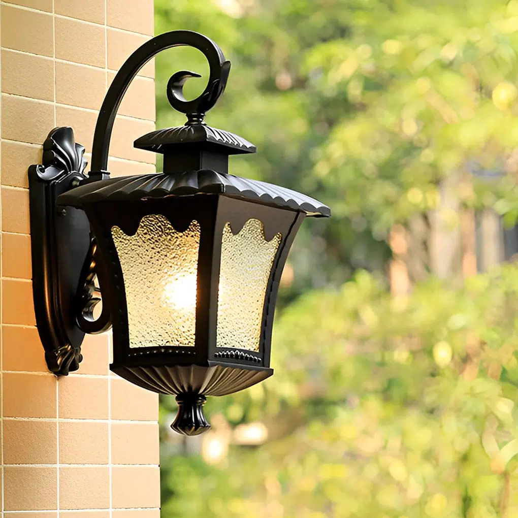 Glass-Lantern-Outdoor-Wall-Lighting.jpg Creative Retro Glass Lantern Waterproof LED European-style Wall Lamp - Image 1