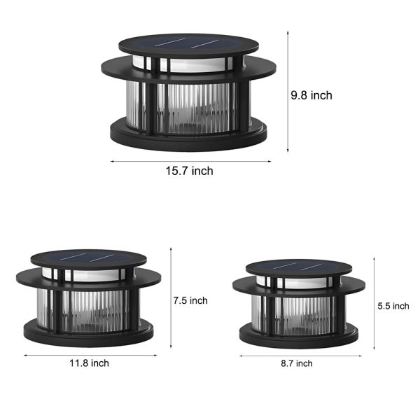 Round Waterproof Led Black Modern Solar Fence Post Lights Pillar Light - Image 5