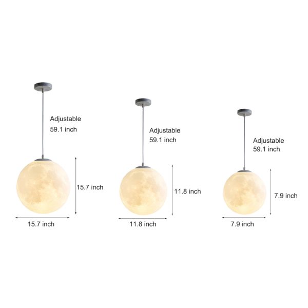 Round Moon Lunar 3D Creativity White Pendant Lamp Hanging Ceiling Lamp - Image 18