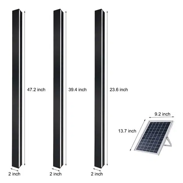 Minimalist Long Strip LED Waterproof Black Modern Solar Wall Sconce Lighting - Image 8