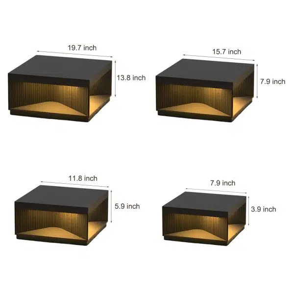 Square Metal Striped Decor LED Waterproof Black Solar Fence Post Light - Image 13