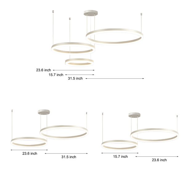 Circular Rings Creative LED 3 Step Dimming White Modern Chandelier Light - Image 9