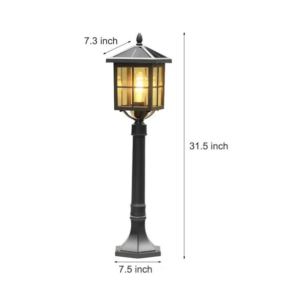 Retro Black Solar & Hardwired Outdoor Pavilion-Inspired Lawn Lamp - Image 8