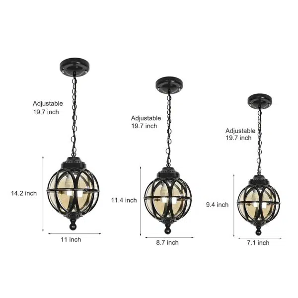 European-style Retro Pendant Aluminum Glass Hanging Ball Outdoor Ceiling Light - Image 11