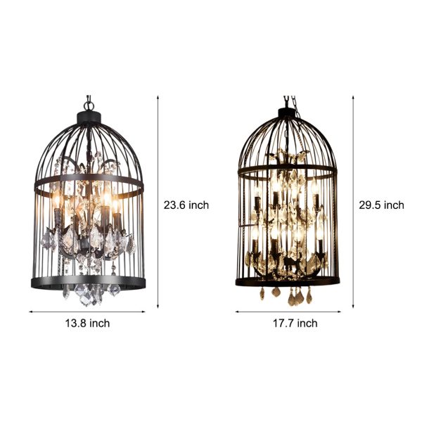 Birdcage Iron Crystal Ornaments Retro Industrial Style Chandelier Light - Image 7
