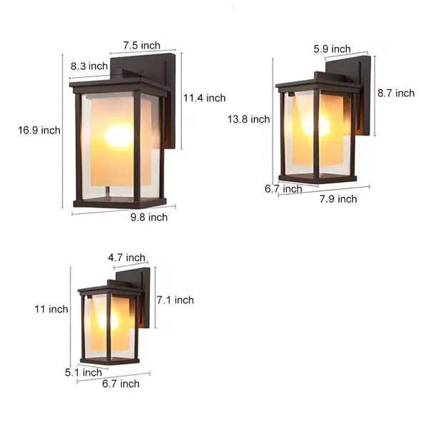Black Square Outdoor Wall Lantern with Double Glass Shade - Image 5