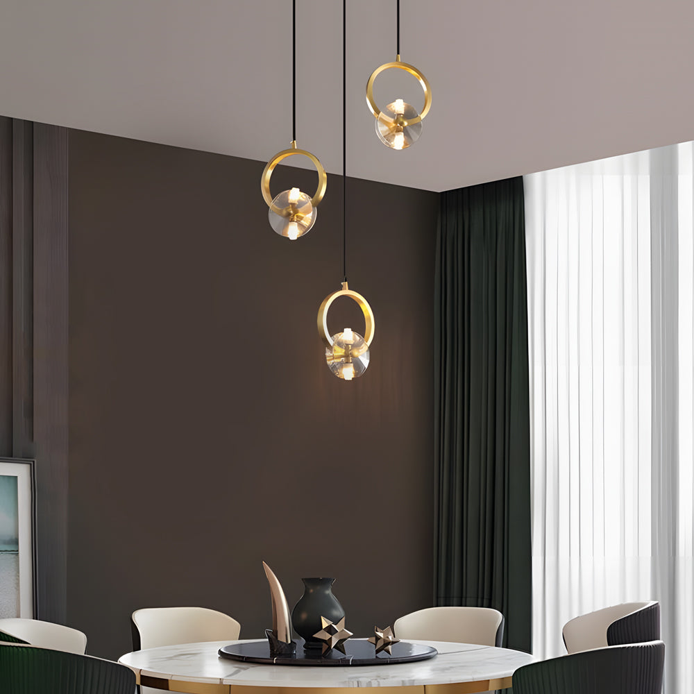 LED-Pendant-Lighting.jpg 1/3-Light Round Copper Crystal LED Pendant Light - Image 1
