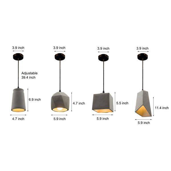 Industrial Style Cement Pendant Light Hanging Lamp Farmhouse Chandelier - Image 6