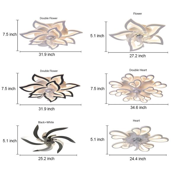 Creative Flower Shaped Three Step Dimming LED Nordic Ceiling Fan Lights - Image 10