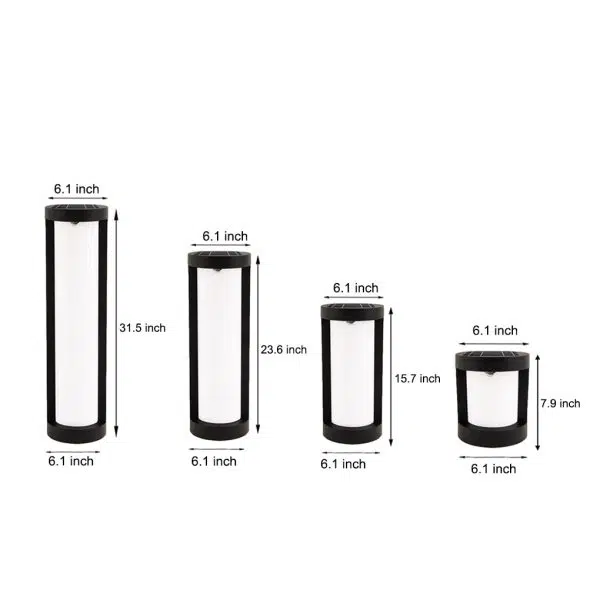 Black Cylindrical LED Pathway Lights Solar and Wired Outdoor Lighting Solutions - Image 6