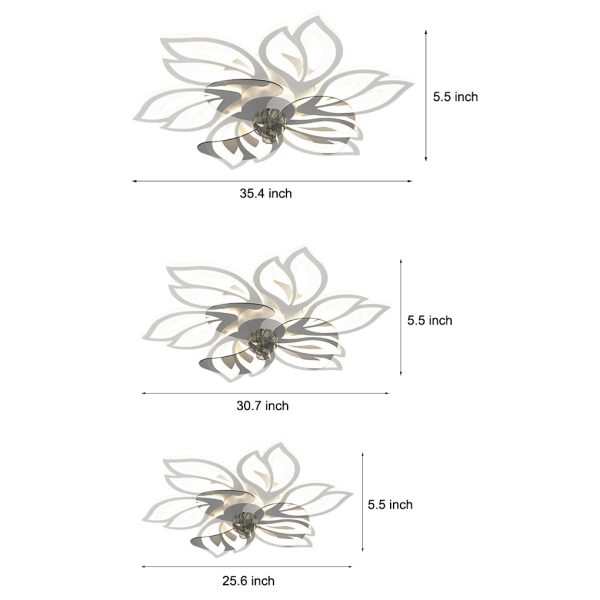 Flower Smart Silent Stepless Dimming LED Modern Ceiling Fan Light - Image 11