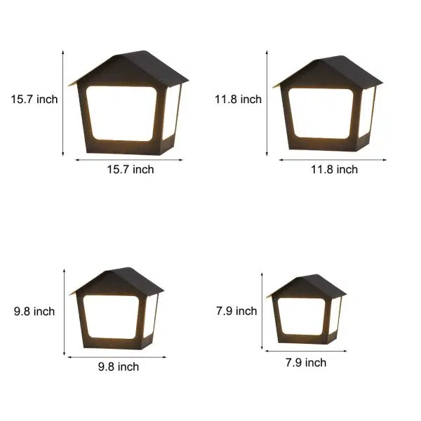 Cottage Shaped LED Waterproof Black Modern Solar Fence Post Lights Pillar Light - Image 14