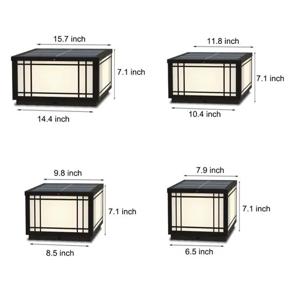 Retro Grilles Waterproof LED 3 Step Dimming Solar Fence Post Lights with Remote - Image 10
