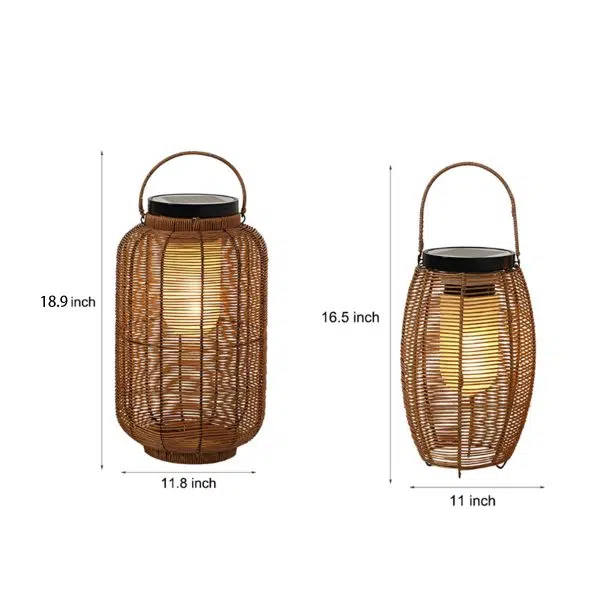 Portable Lantern Rattan LED Waterproof Solar Outdoor Lights Floor Lamp - Image 9