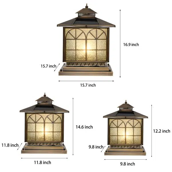 Classical Waterproof LED 3 Step Dimming Bronze Solar Post Caps Lights - Image 7