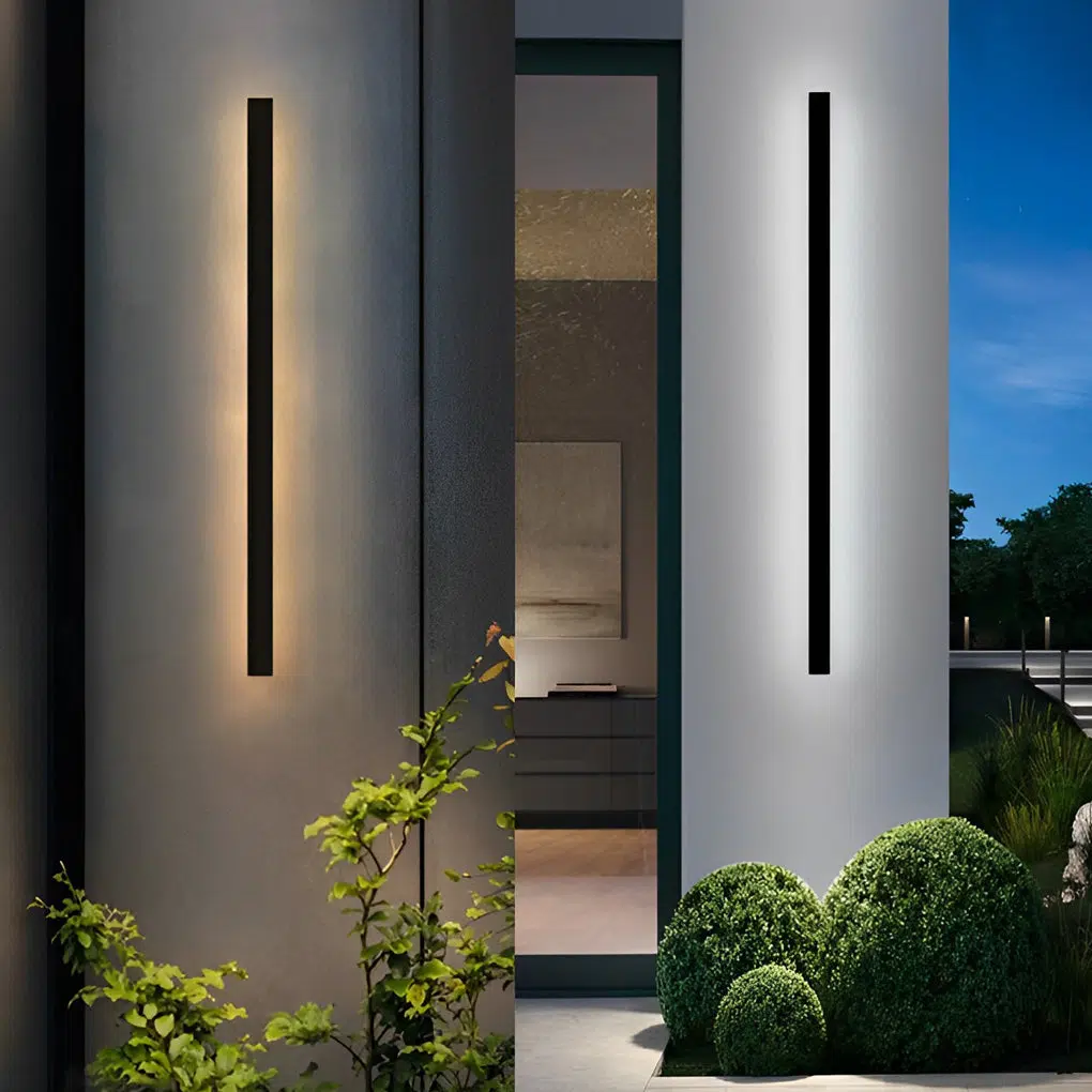 Linear-Outdoor-Wall-Lighting.jpg Minimalist Long Strip LED Waterproof Black Modern Solar Wall Sconce Lighting - Image 1