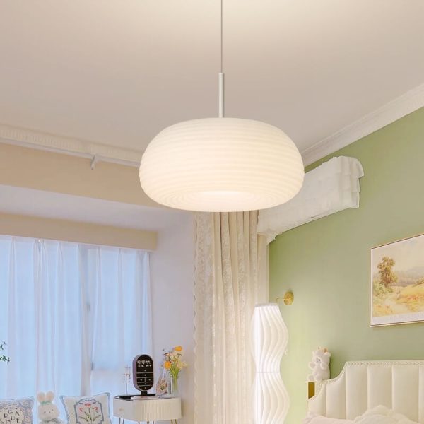 Modern Minimalist Pure White Round Iron PE LED Pendant Light - Image 17