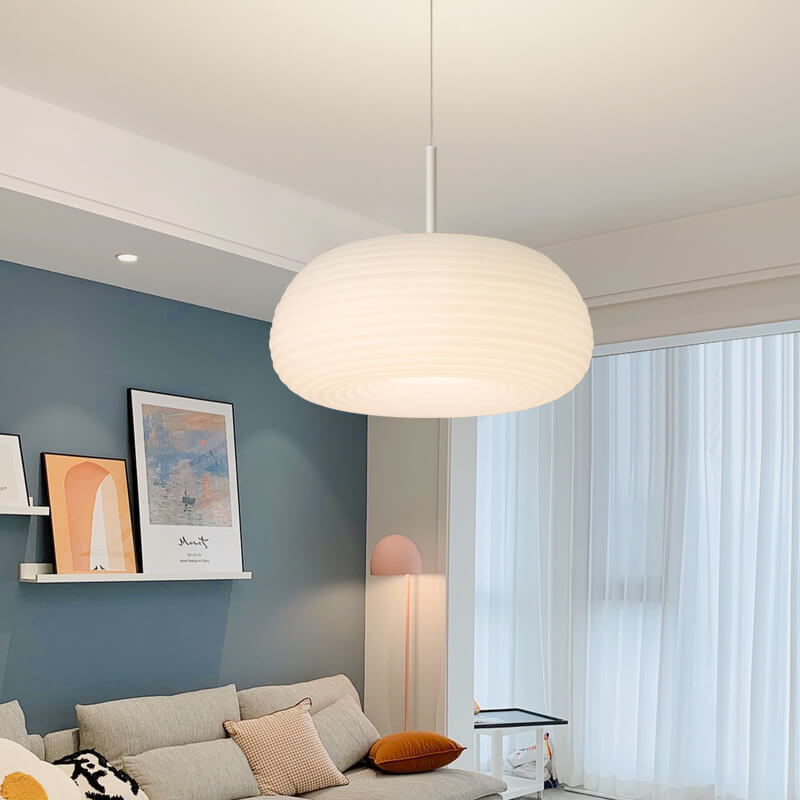 Main-05-f278f47e-878a-41e8-8ccb-a886738373f6.jpg Modern Minimalist Pure White Round Iron PE LED Pendant Light - Image 1