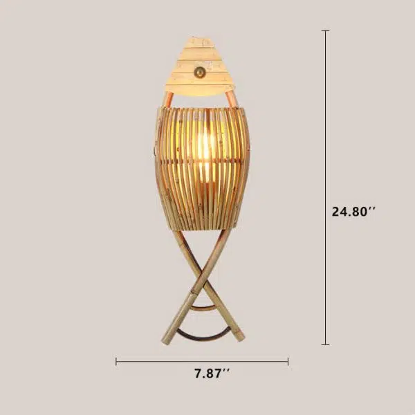 Vintage Bamboo Weaving Fish Shaped 1-Light Wall Sconce Lamp - Image 4